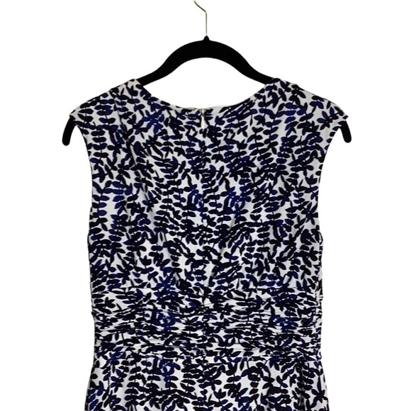 Jones Wear Sleeveless Navy/White Polyester Business Casual Print Dress Size 8 - Picture 8 of 12